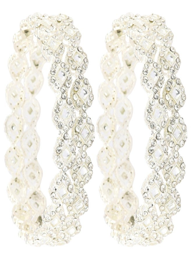 NMII Stylish Alloy Gold Plated Kada Set Women & Girls With Diamond Stone & Zig-Zag Pattern | Trendy Jewelry Kada Set For Women | Wedding Metal Bangles - Pack Of 4 Kada - Image 2