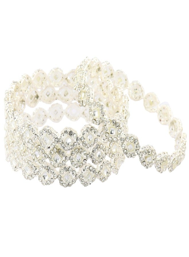 NMII Stylish Alloy Gold Plated Kada Set Women & Girls With Diamond Stone & Zig-Zag Pattern | Trendy Jewelry Kada Set For Women | Wedding Metal Bangles - Pack Of 4 Kada - Image 1