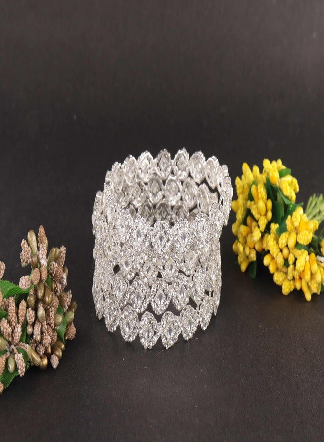 NMII Stylish Alloy Gold Plated Kada Set Women & Girls With Diamond Stone & Zig-Zag Pattern | Trendy Jewelry Kada Set For Women | Wedding Metal Bangles - Pack Of 4 Kada - Image 4