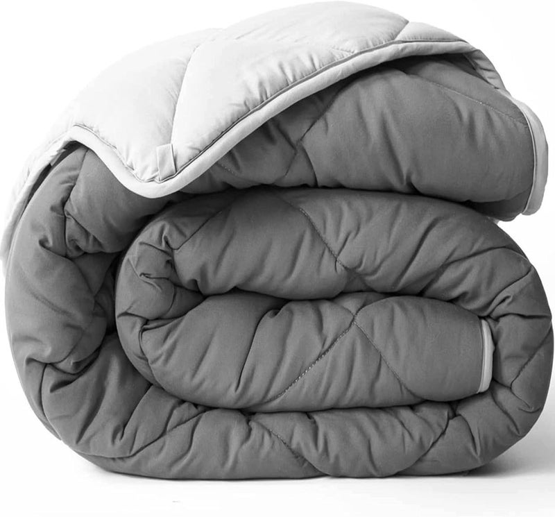 ViscoSoft All Seasons Twin/Twin XL Down Alternative Reversible Quilted Comforter - Breathable Twin Extra Long Premium Soft Microfiber, Gray - Image 1