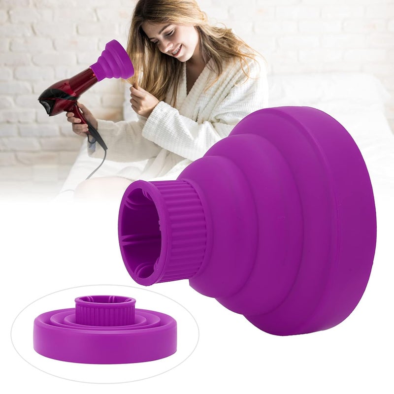 woobles Hair Dryer Diffuser, Universal Collapsible Hair Dryer Diffuser, Professional Blow Dryer Diffuser Portable Travel Folding Hair Blow Dryer Diffuser Attachment for Natural Thick Hair(Purple) - Image 2