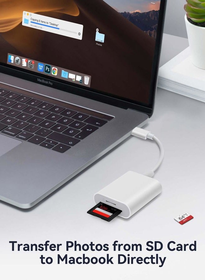 WNXSLOAD قارئ بطاقة SD USB C، محول بطاقة SD مع فتحتين لبطاقات لـ iPhone 15 Pro، iPad Mac، لابتوب Android MacBook، USB-C/TypeC، قارئ بطاقة الذاكرة - Image 4