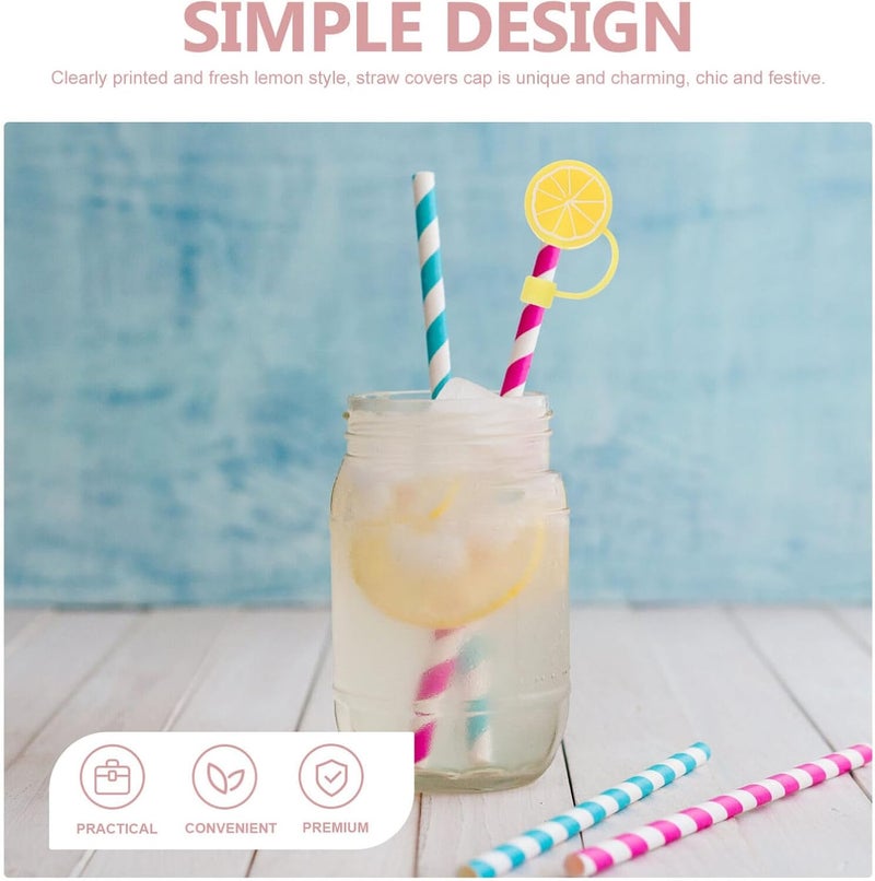 klarako Silicone Straw Cap 3Pcs Lemon Straw Covers Reusable Silicone Straw Toppers Drinking Straw Covers Cap Straw Plugs for Tumblers Lemon Straw Topper - Image 4