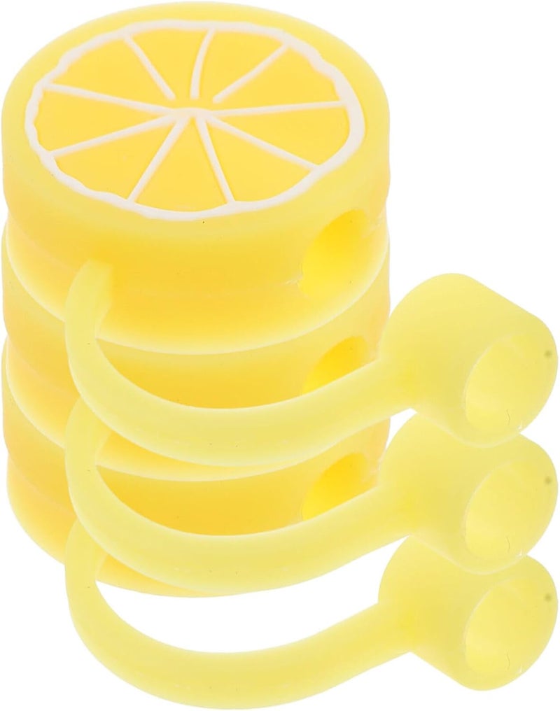 klarako Silicone Straw Cap 3Pcs Lemon Straw Covers Reusable Silicone Straw Toppers Drinking Straw Covers Cap Straw Plugs for Tumblers Lemon Straw Topper - Image 1
