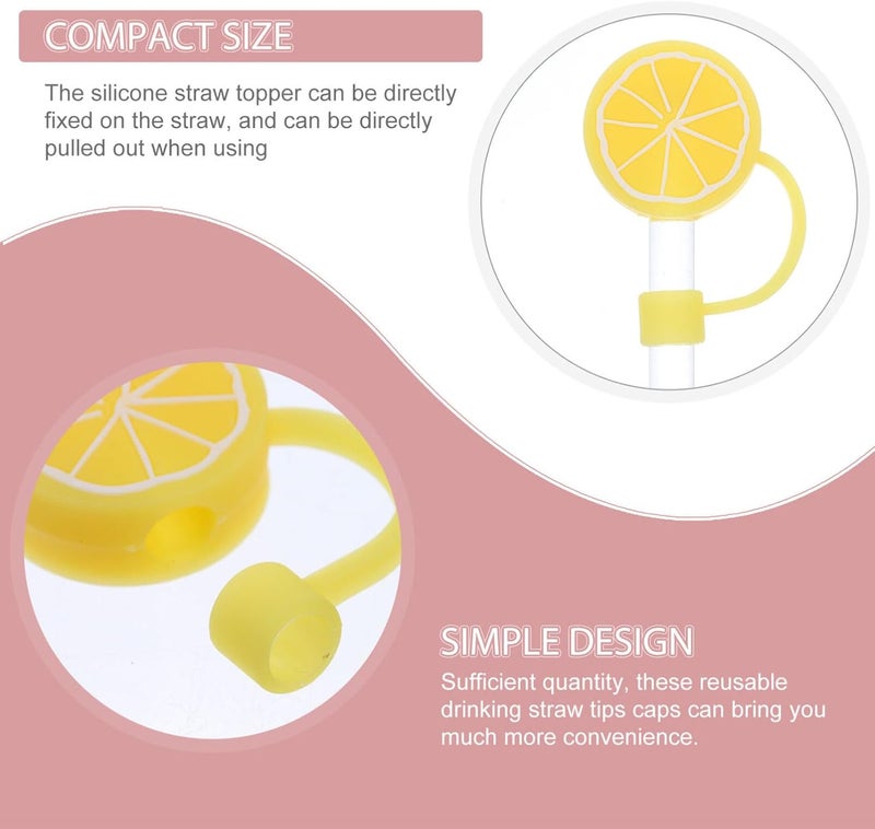 klarako Silicone Straw Cap 3Pcs Lemon Straw Covers Reusable Silicone Straw Toppers Drinking Straw Covers Cap Straw Plugs for Tumblers Lemon Straw Topper - Image 3