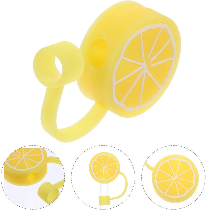klarako Silicone Straw Cap 3Pcs Lemon Straw Covers Reusable Silicone Straw Toppers Drinking Straw Covers Cap Straw Plugs for Tumblers Lemon Straw Topper - Image 2