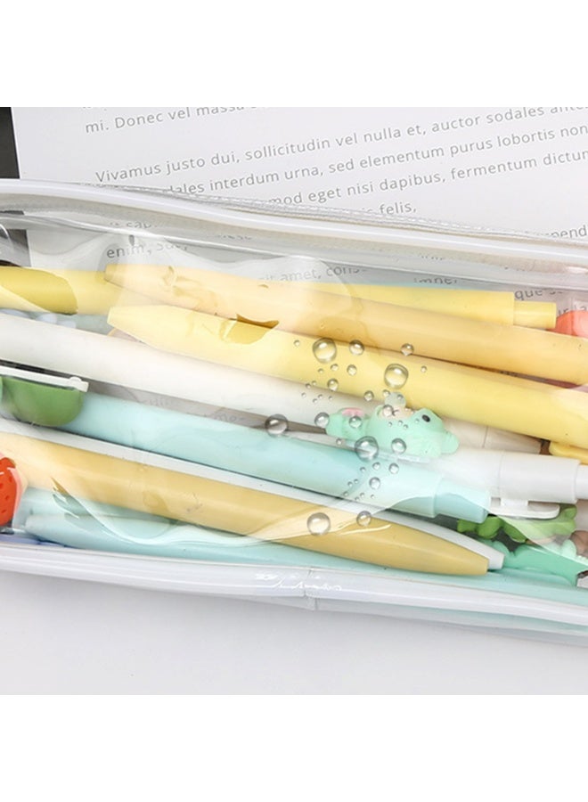 Storage Pencil Case Pen Bag Clear Case Marker Pouch Multifonction Organizer Box Transparent Case, Travel Makeup Bag/Office/College School/Gift for Adults Teen Girl Boy（white、black） - Image 3