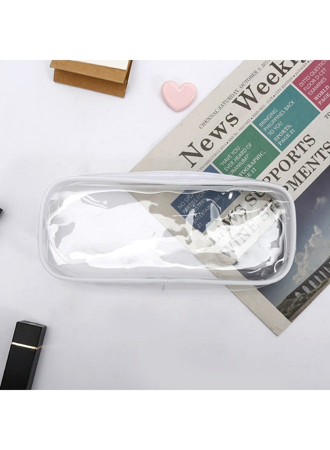 Storage Pencil Case Pen Bag Clear Case Marker Pouch Multifonction Organizer Box Transparent Case, Travel Makeup Bag/Office/College School/Gift for Adults Teen Girl Boy（white、black） - Image 4
