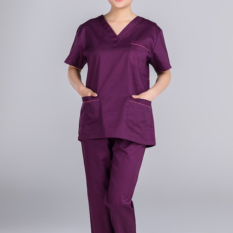 Short-Sleeve Cotton Surgical Scrub Suit For Female Dental And Veterinary Professionals - Image 1