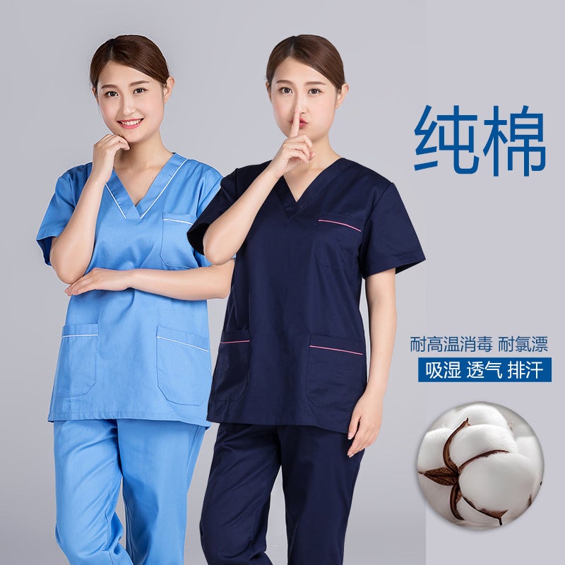 Short-Sleeve Cotton Surgical Scrub Suit For Female Dental And Veterinary Professionals - Image 2