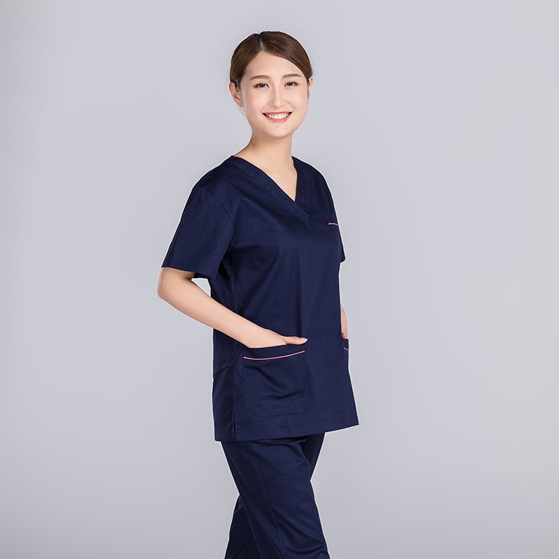 Short-Sleeve Cotton Surgical Scrub Suit For Female Dental And Veterinary Professionals - Image 3