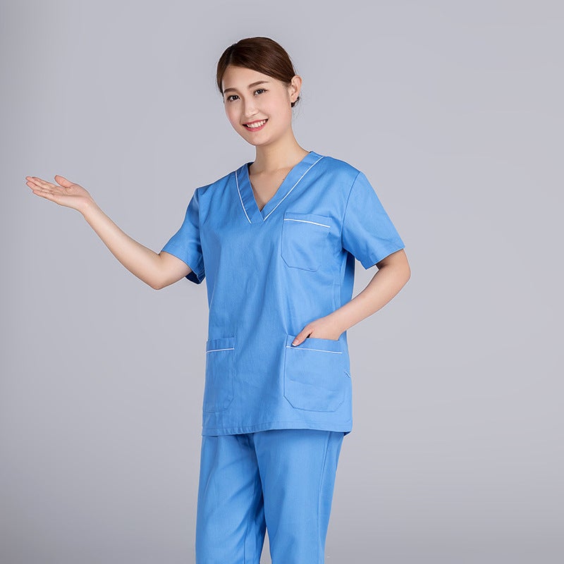 Short-Sleeve Cotton Surgical Scrub Suit For Female Dental And Veterinary Professionals - Image 4