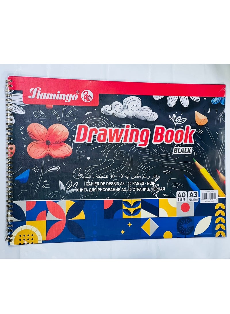 Flamingo A3 Drawing Book Black 40 Pages