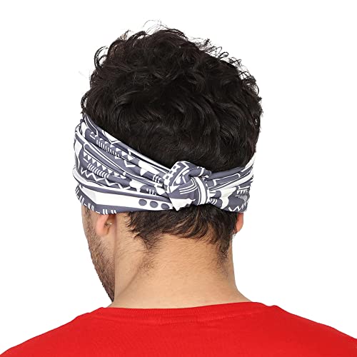 Coreteq Multicolor Sports Sweatband Headband Concealed Seam Micro-Spandex Men and Women (Geometric Grey) Free Size - Image 3