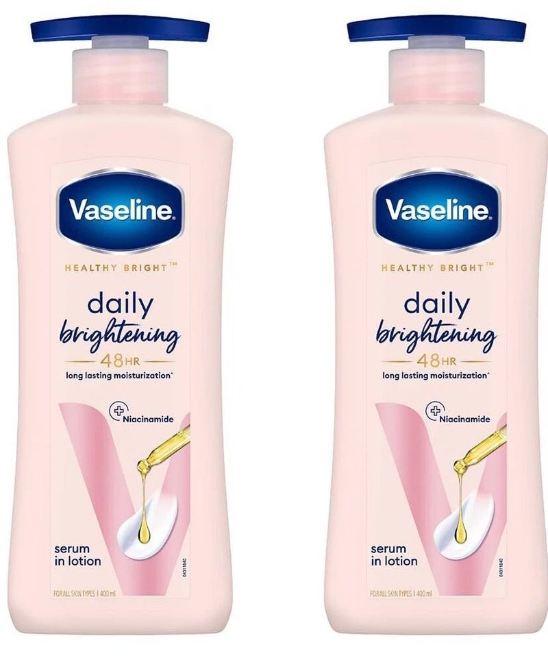 Vaseline Healthy Bright, Daily Brightening Daily Moisturizer, for Glowing Skin, with Vitamin B3, Visibly Radiant Skin in 2 Weeks, Lightweight, Non-sticky, Non-Oily Body Lotion, for Dry Skin 400ml 2PC - Image 2