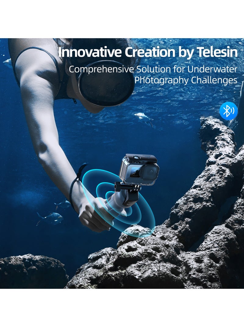 TELESIN - The selfie stick of the underwater remote control camera has a total length of 85cm and supports shooting, mode switching, remote control on/off, and other functions. It can be used in water depths within 30 meters and supports multiple models: GoPro 12/11/10/9/8 - Image 1