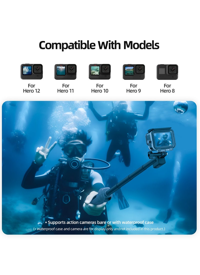 TELESIN - The selfie stick of the underwater remote control camera has a total length of 85cm and supports shooting, mode switching, remote control on/off, and other functions. It can be used in water depths within 30 meters and supports multiple models: GoPro 12/11/10/9/8 - Image 1