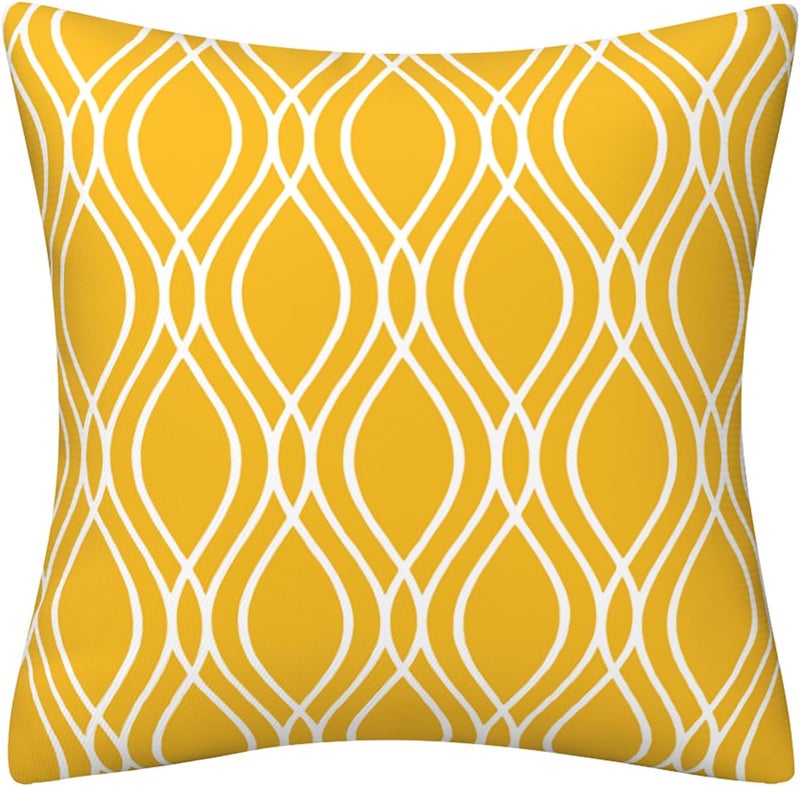 Drmstow Yellow Pillow Covers 18x18 Set of 4 Modern Decorative Geometric Outdoor Sofa Throw Pillow Cushion Covers Case for Couch Living Room Bedroom Patio Furniture Indoors Home Decor… - Image 5