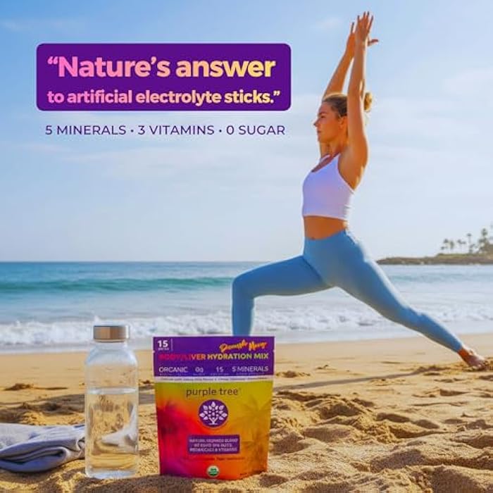 purple tree Organic Electrolyte Hydration Packets, Zero Sugar, Sea Salts, Daily IV Hydrate Packs for Rapid Rehydration Relief - Water Drink Mix, Variety Pack, 15 Units - Image 5