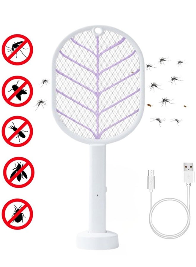 Generic 2 In1 Mosquito Killer Electric Bug Zapper Electric Bug Pest  Usb Rechargeable Electric Swatter  Fly Mosquito Killer Racket Handheld Fly Swatter With Usb Rechargeable Base  For Home Bedroom Kitchen Office Backyard Patio Camping  - Image 1