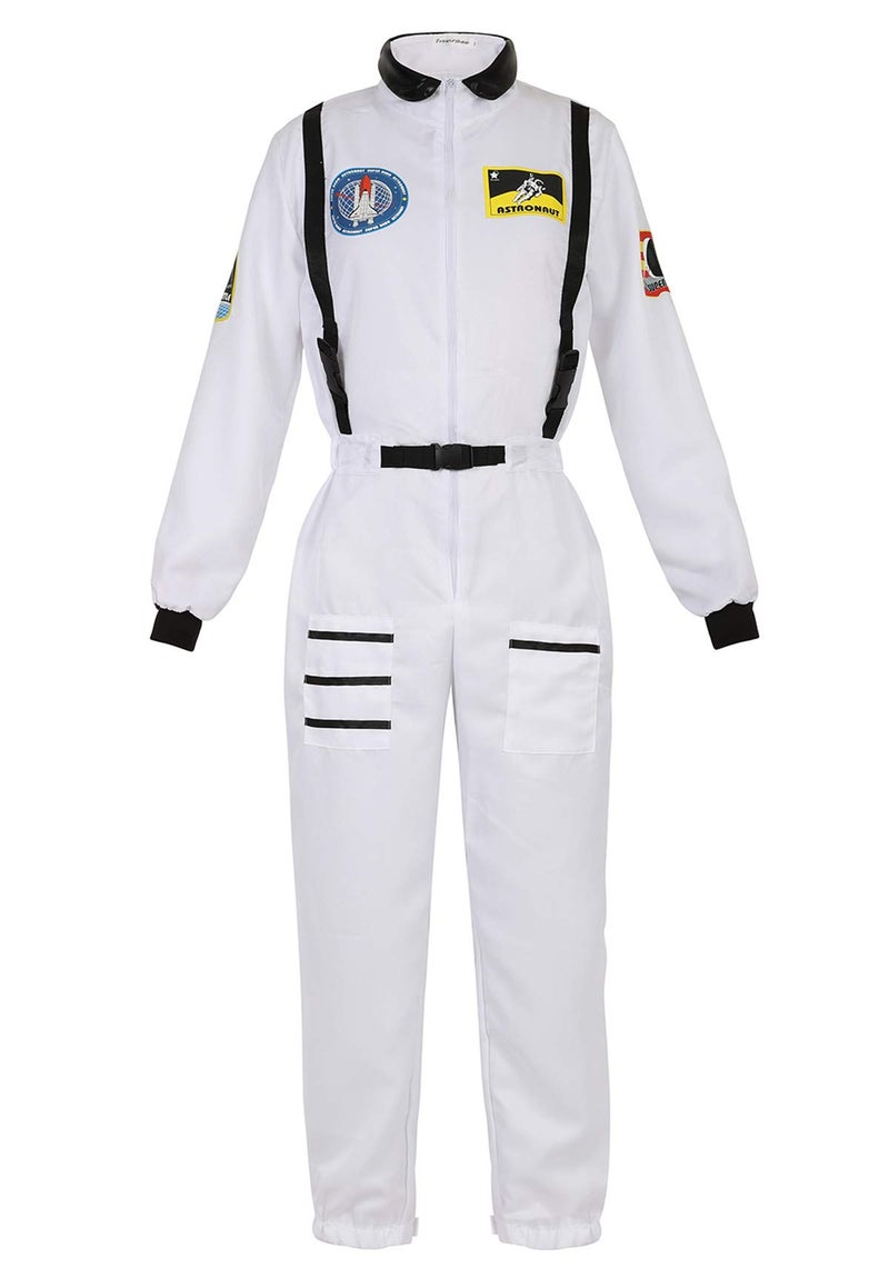Lehauya Astronaut Costume Women Adult White Space Suit Astronaut Jumpsuit Space Onesie Adult Moon Costume X-Small - Image 1