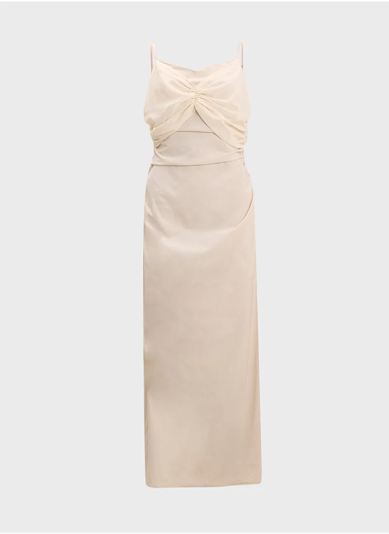 جينجر Strappy Ruched Bodycon Dress