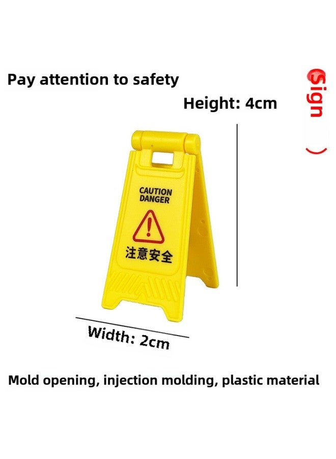 Loquat Speed Bump Traffic Light Parking Garage Road Cone Car Model Toy Scene Ornaments Signs License Plate Underground-Color:Pay Attention To The Sign - Image 1