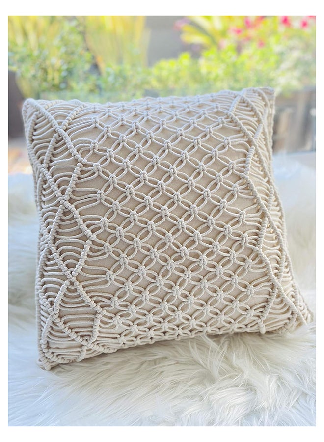 HMK CRAFTS وسادة مكرمية بوهيمية رائعة، غطاء مثالي للأريكة، الكنبة، السرير، والمقعد - Image 1