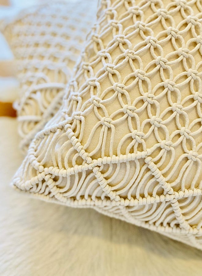 HMK CRAFTS وسادة مكرمية بوهيمية رائعة، غطاء مثالي للأريكة، الكنبة، السرير، والمقعد - Image 2