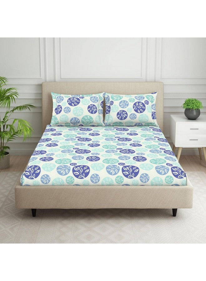 Welspun 120 TC Polycotton Bedsheet for Double Bed with 2 Pillow Cover | Skin Safe & Super Soft King Size Bed Sheet | (108 X 108 Inch) - Ornate Blue | Harmony - Image 1