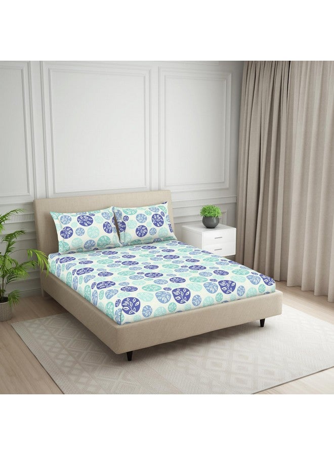 Welspun 120 TC Polycotton Bedsheet for Double Bed with 2 Pillow Cover | Skin Safe & Super Soft King Size Bed Sheet | (108 X 108 Inch) - Ornate Blue | Harmony - Image 2