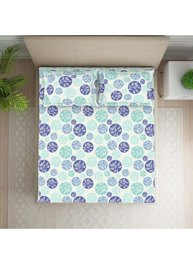 Welspun 120 TC Polycotton Bedsheet for Double Bed with 2 Pillow Cover | Skin Safe & Super Soft King Size Bed Sheet | (108 X 108 Inch) - Ornate Blue | Harmony - Image 3