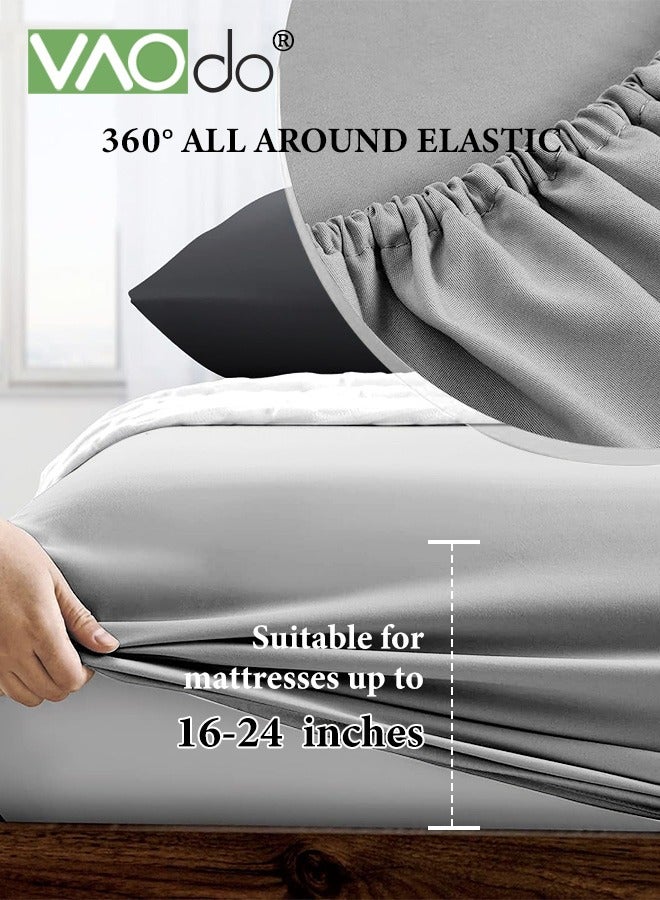 VAOdo - 4PCS Bedding Queen Fitted Sheet Set  Deep Pocket Soft Microfiber -Shrinkage and Fade Resistant Comforter Set Skin Friendly Bedding Set Including Fitted Sheet Duvet Cover and 2 Pillows Comforter Sets - Image 1
