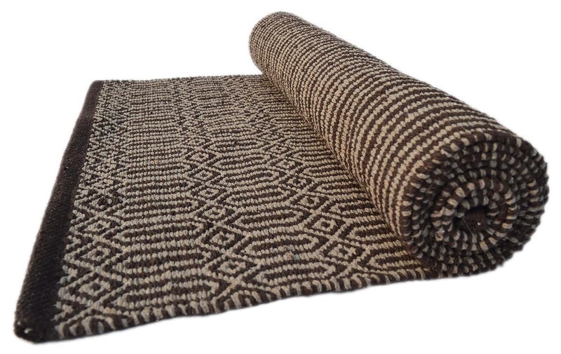 MDZ ® Hand Woven Cotton Designer Rug Runner for Bedroom, Living Room/Yoga Mat for Gym, Flooring Exercise, Size: 2'x6' Feet | 100% Cotton | Eco Friendly (Brown) - Image 4