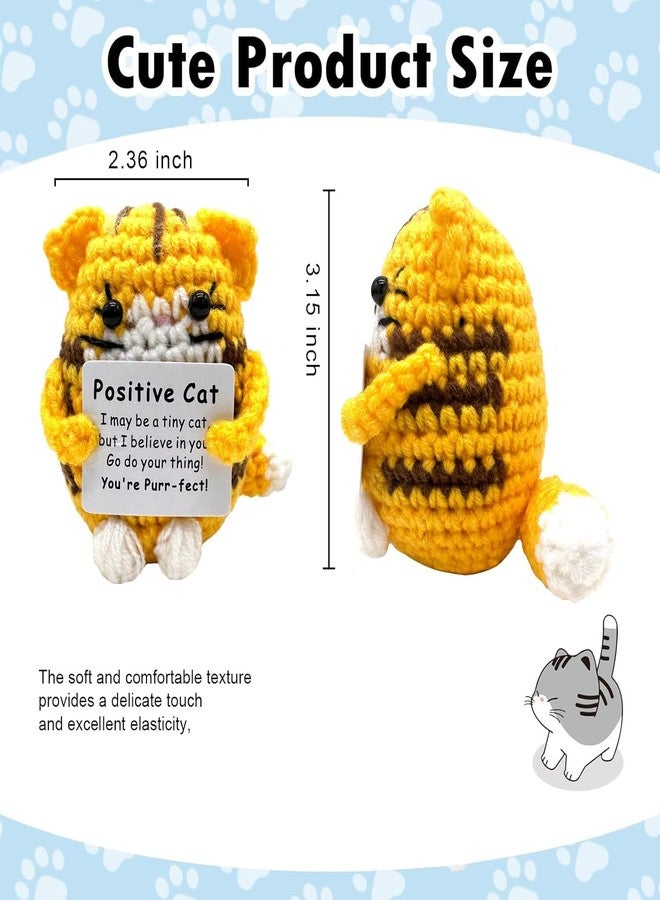 BharatBazaar Crochet Toys, Handmade Cat Crochet Animals, Cute Crochet Gift for Home and Office Decor, Emotional Support Animal Toy, Cute Things for Study Table Desk Decoration (8x6 cm, Yellow) - Image 2
