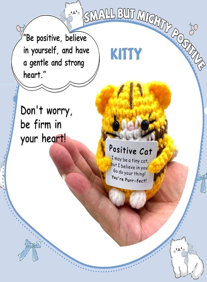 BharatBazaar Crochet Toys, Handmade Cat Crochet Animals, Cute Crochet Gift for Home and Office Decor, Emotional Support Animal Toy, Cute Things for Study Table Desk Decoration (8x6 cm, Yellow) - Image 3