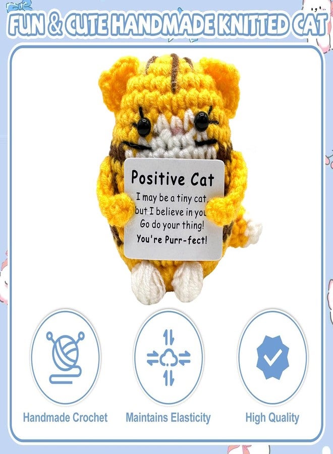 BharatBazaar Crochet Toys, Handmade Cat Crochet Animals, Cute Crochet Gift for Home and Office Decor, Emotional Support Animal Toy, Cute Things for Study Table Desk Decoration (8x6 cm, Yellow) - Image 4