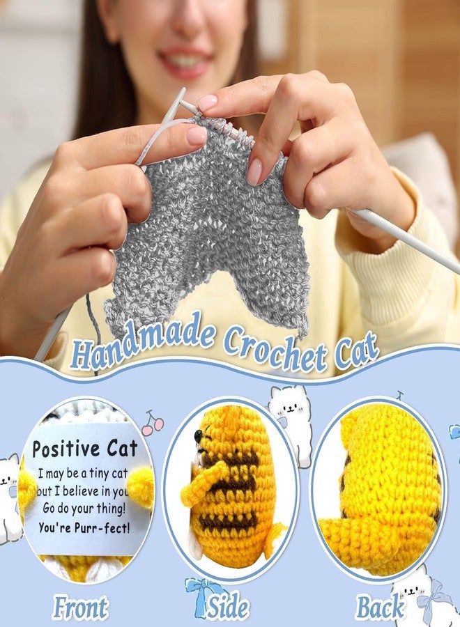 BharatBazaar Crochet Toys, Handmade Cat Crochet Animals, Cute Crochet Gift for Home and Office Decor, Emotional Support Animal Toy, Cute Things for Study Table Desk Decoration (8x6 cm, Yellow) - Image 5
