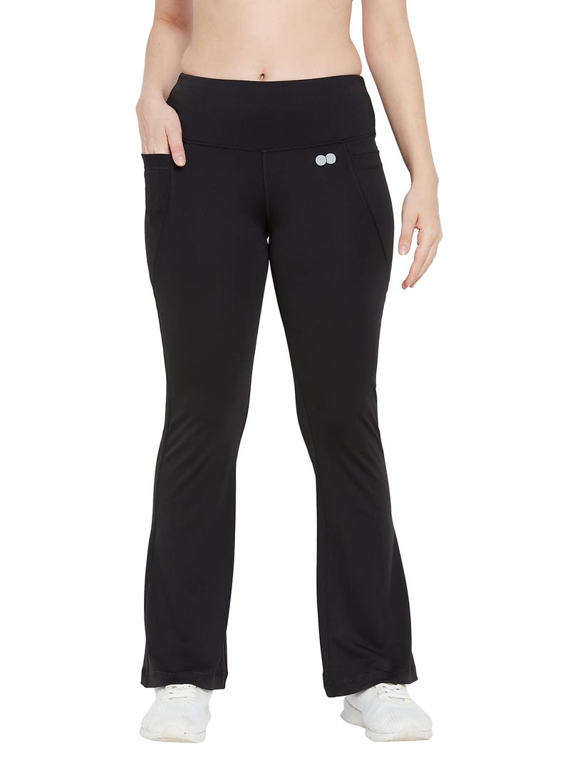 Clovia Women's Comfort-Fit High Waist Flared Yoga Pants (AB0090A13_Black_XXL) - Image 4