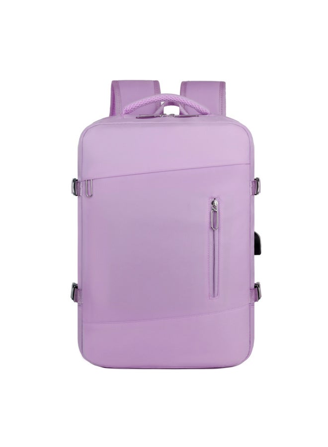 Style Simple Fresh Business Computer Bag Large Capacity Multifunctional Light Color Backpack Fashion Travel Bag-Color:Purple - Image 1