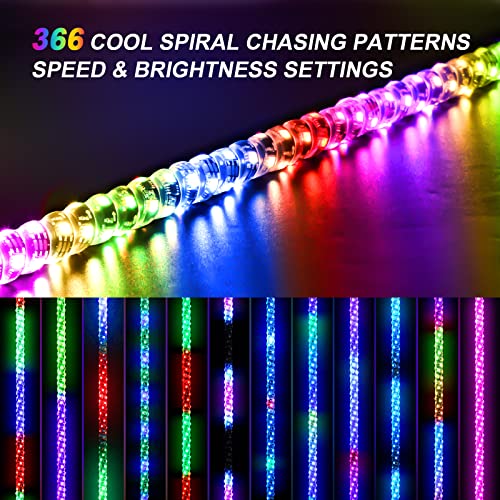 Ehaho 1 Pack 1FT Whip Lights,LED Whip Light with App & Remote Control, Spiral RGB Chasing Lighted Whips with Rocker Switch, Music Whip Light for UTV ATV Polaris RZR Can-Am SXS Truck - Image 2
