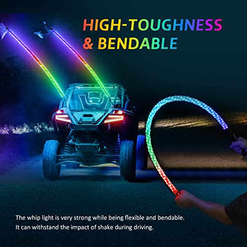 Ehaho 1 Pack 1FT Whip Lights,LED Whip Light with App & Remote Control, Spiral RGB Chasing Lighted Whips with Rocker Switch, Music Whip Light for UTV ATV Polaris RZR Can-Am SXS Truck - Image 3