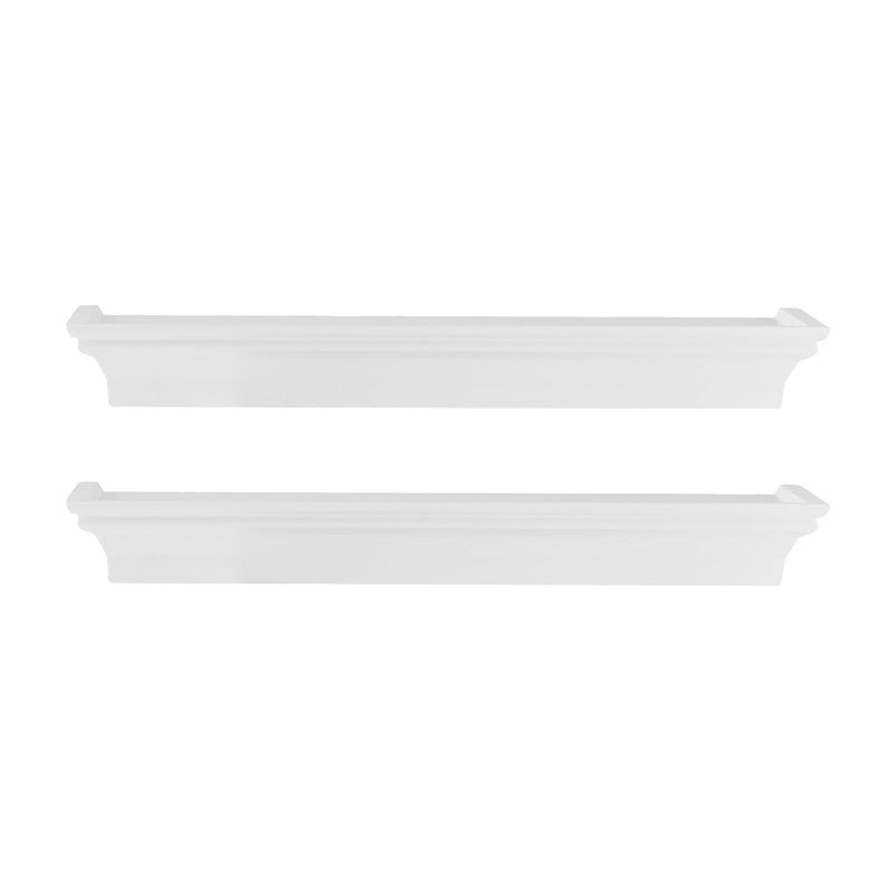Melannco Arlington Floating Wall Shelves for Bedroom Living Room Nursery Set of 214Inch White