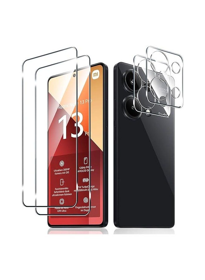 Funrae Screen Protector for Xiaomi Redmi Note 13 Pro 4G / POCO M6 Pro 4G for Tempered Glass, 2 9H Hardness Films and 2 Ultra-HD Camera Protectors, 0.33mm Scratch Resistant - Image 1