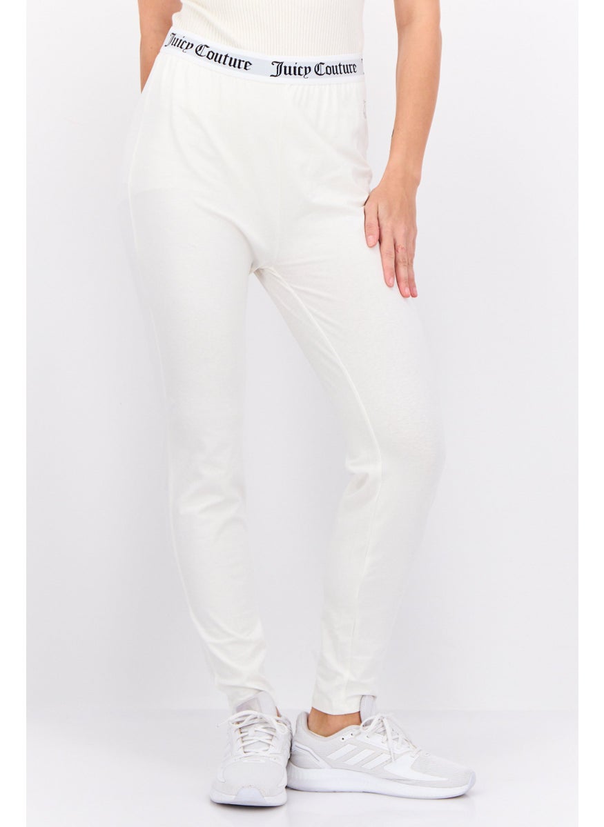Juicy Couture Women Brand Logo Pull-On Leggings, Off White  - Image 1