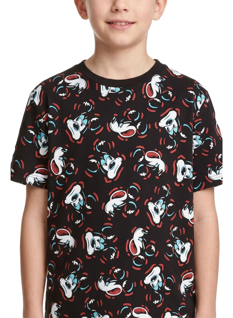 Disney Disney Mickey Mouse Teen Boys’ Oversized Drop Shoulder T-Shirt – All-Over Print Casual Relaxed Fit Tee