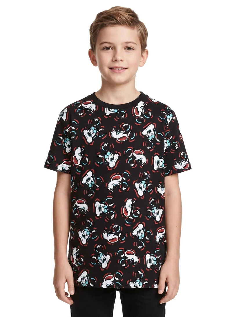 Disney Disney Mickey Mouse Teen Boys’ Oversized Drop Shoulder T-Shirt – All-Over Print Casual Relaxed Fit Tee