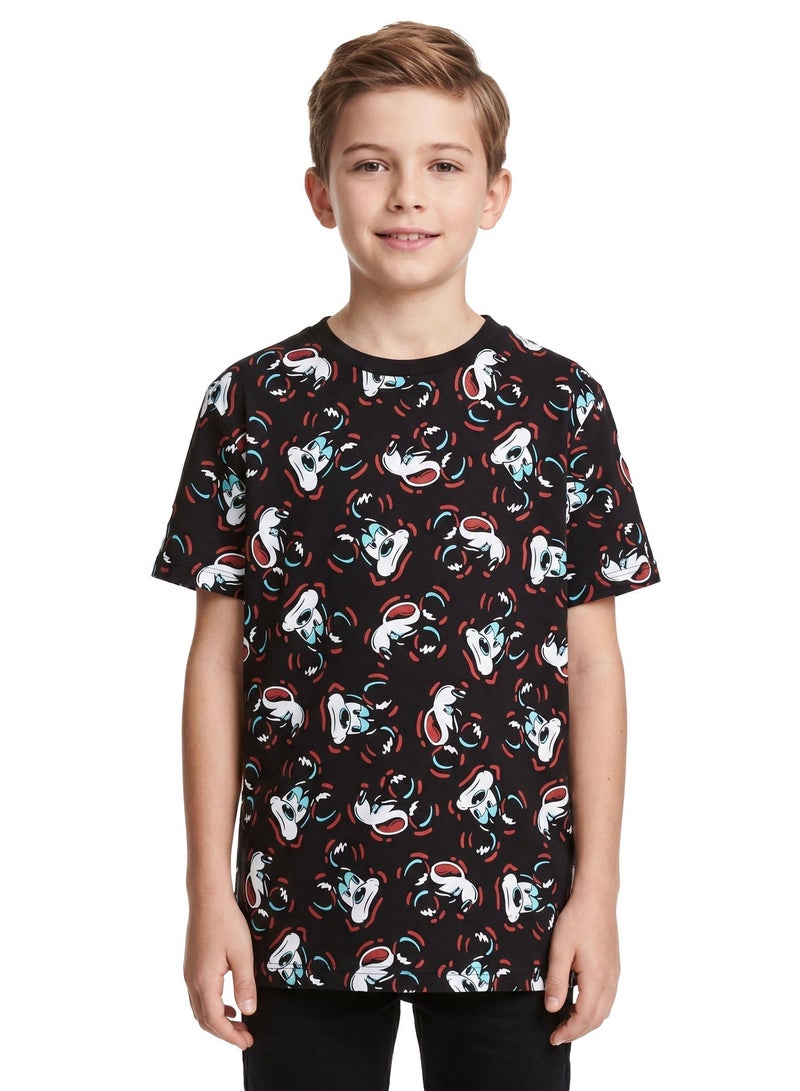 Disney Mickey Mouse Teen Boys’ Oversized Drop Shoulder T-Shirt – All-Over Print Casual Relaxed Fit Tee - Image 1