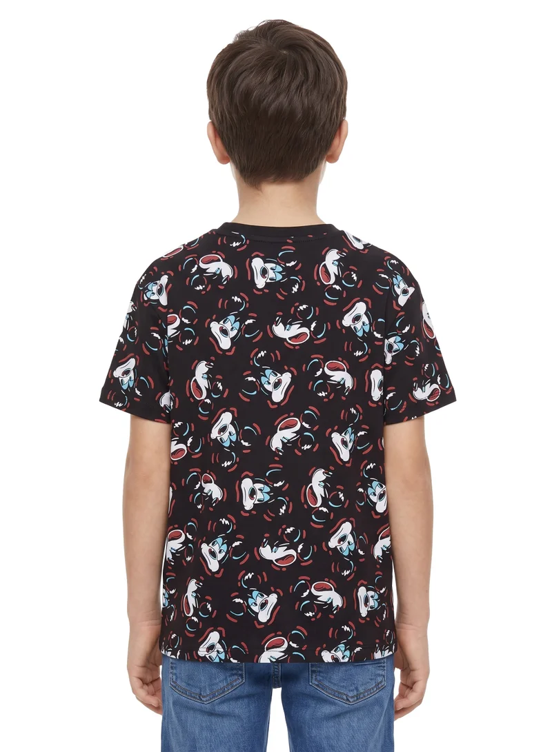 ديزني Disney Mickey Mouse Teen Boys’ Oversized Drop Shoulder T-Shirt – All-Over Print Casual Relaxed Fit Tee