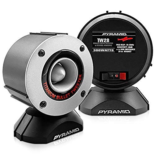 Pyramid 300 Watt Marine Tweeter Speaker - 3.75” Aluminum Bullet Horn w/ 1” Titanium Dome Tweeter, 2k-25kHz Frequency Response, 4 Ohm Impedance, Heavy Duty 20 Oz. Magnet Structure -TW28 (Pair) - Image 1